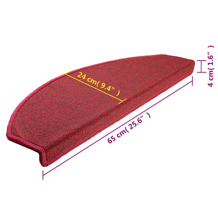 Trappe måtter 15 stk. 65 x 24 x 4 cm Non-Slip Rød