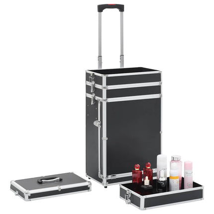makeupkuffert aluminium sort