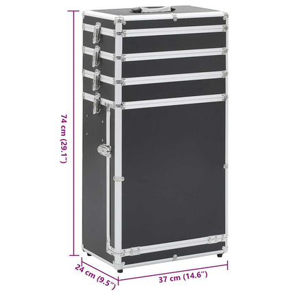 makeupkuffert aluminium sort