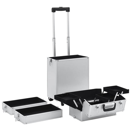 makeupkuffert aluminium sølvfarvet