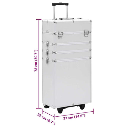 makeupkuffert aluminium sølvfarvet