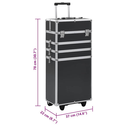 makeupkuffert aluminium sort