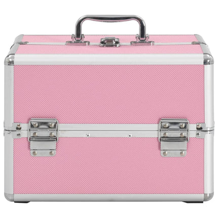 makeupkuffert 22 x 30 x 21 cm pink aluminium