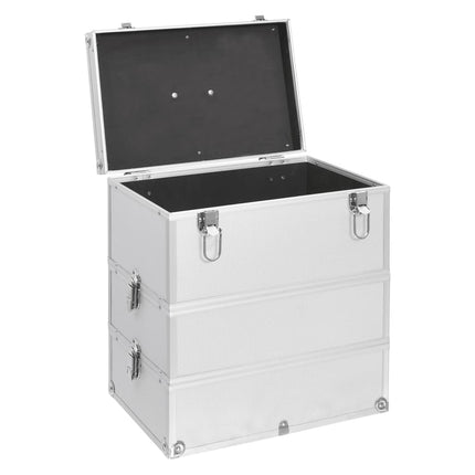 makeupkuffert 37 x 24 x 40 cm sølvfarvet aluminium
