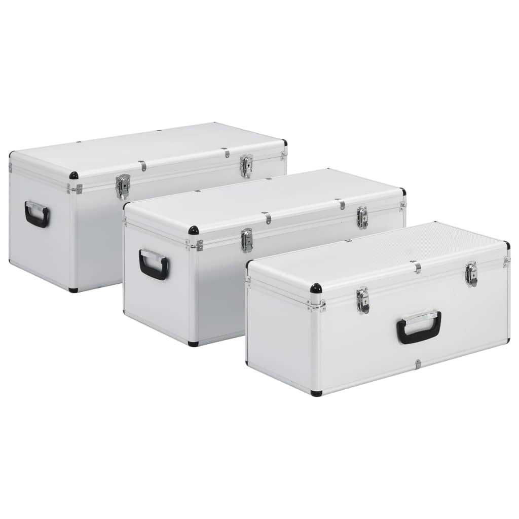 opbevaringskufferter 3 stk. aluminium sølvfarvet