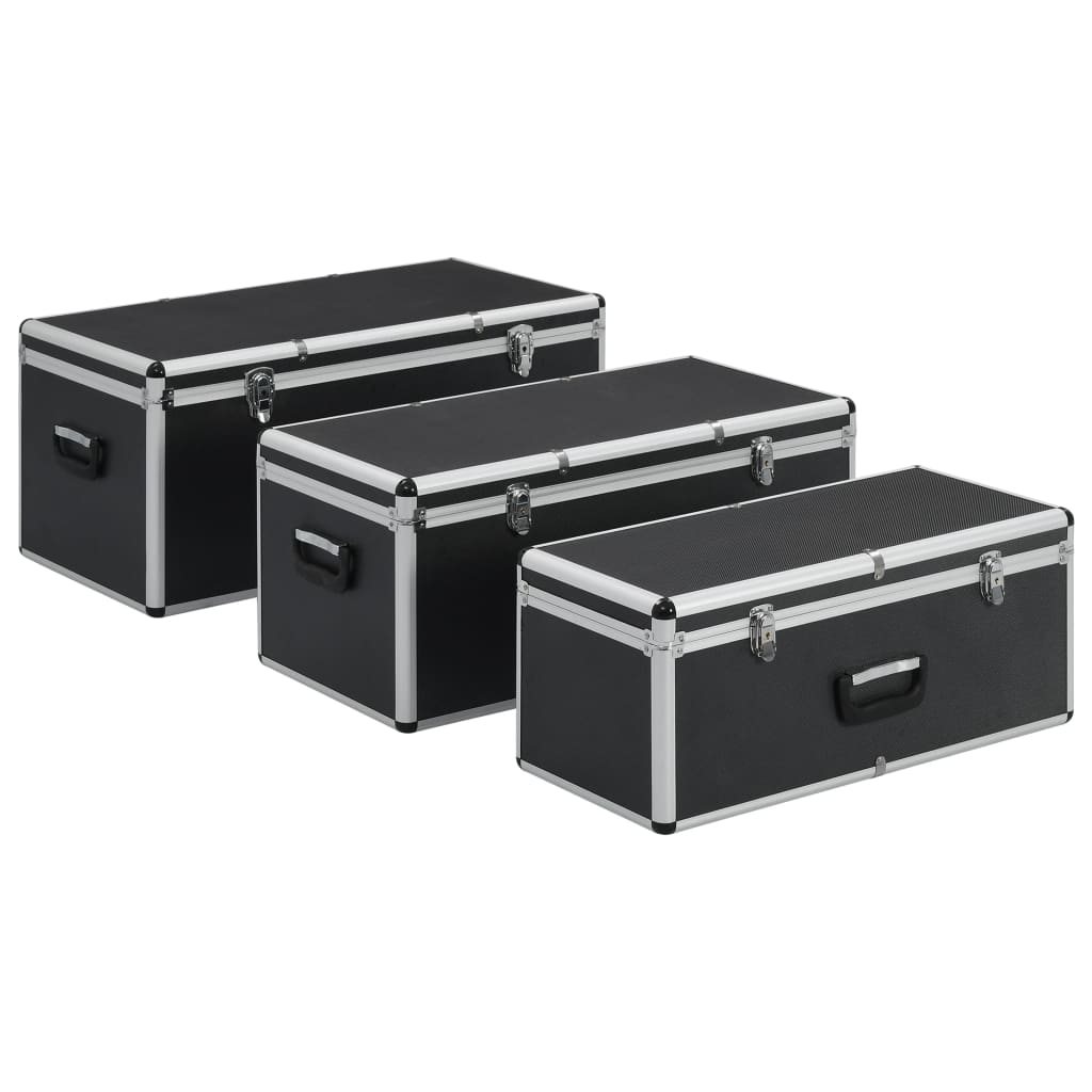 opbevaringskufferter 3 stk. aluminium sort