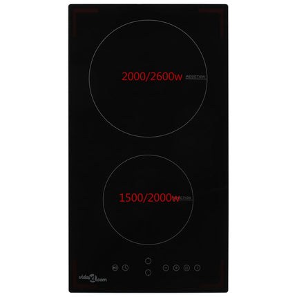 induktionskogeplade med 2 brændere Touch Control glas 3500 W