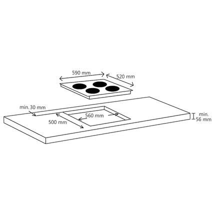 induktionskogeplade med 4 brændere Touch Control glas 7000 W
