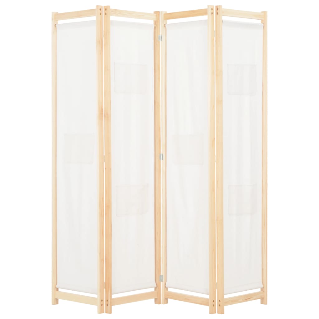 vidaXL 4-panels rumdeler 160 x 170 x 4 cm stof cremefarvet