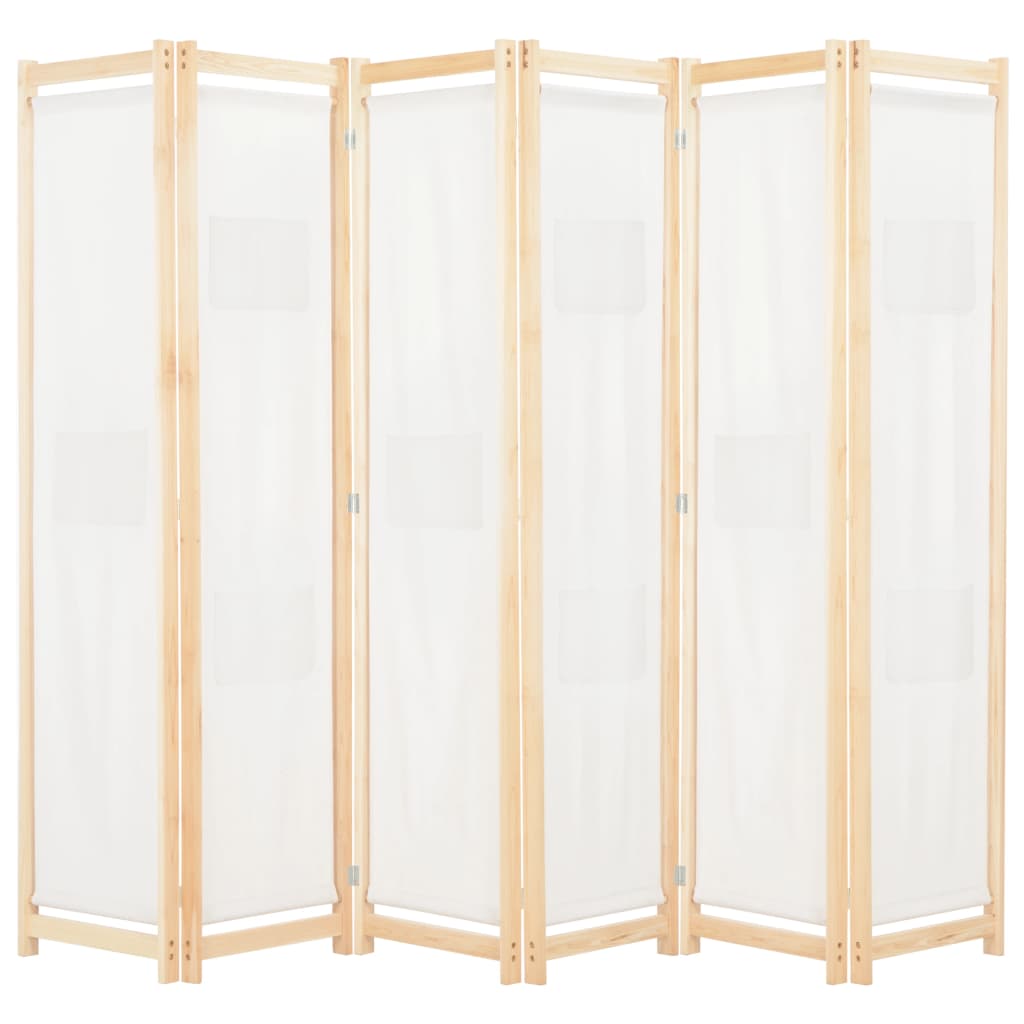 6-panelers rumdeler 240 x 170 x 4 cm stof cremefarvet billede