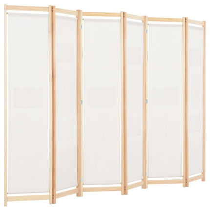 6-panelers rumdeler 240 x 170 x 4 cm stof cremefarvet