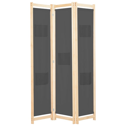 3-panels rumdeler 120 x 170 x 4 cm stof grå
