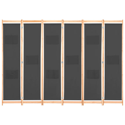 6-panelers rumdeler 240 x 170 x 4 cm stof grå