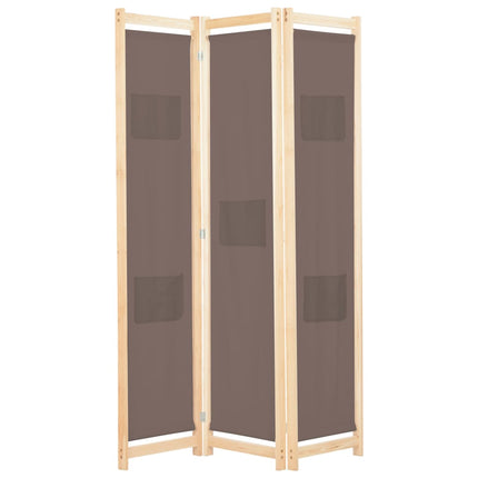 3-panels rumdeler 120 x 170 x 4 cm stof brun