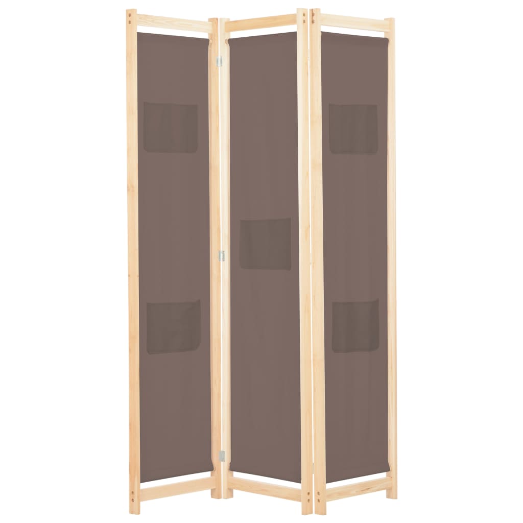 3-panels rumdeler 120 x 170 x 4 cm stof brun billede