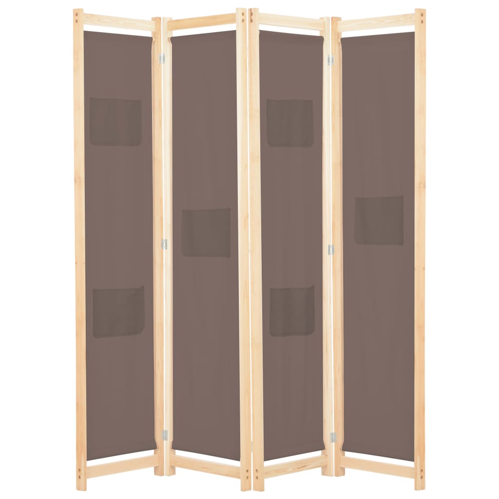 4-panels rumdeler 160 x 170 x 4 cm stof brun billede