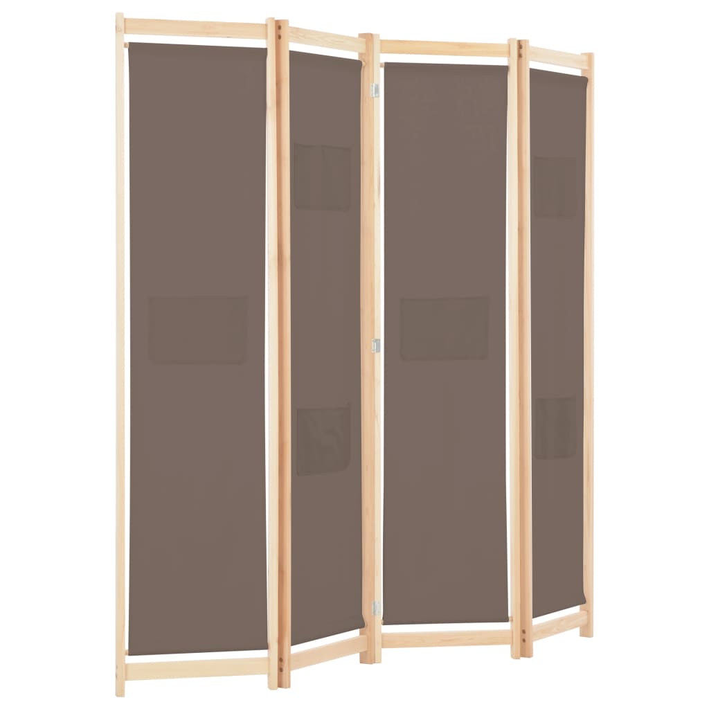 4-panels rumdeler 160 x 170 x 4 cm stof brun