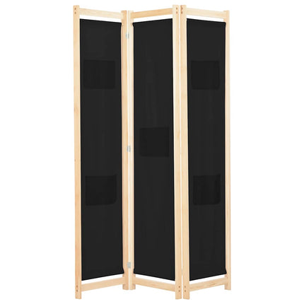 3-panels rumdeler 120 x 170 x 4 cm stof sort