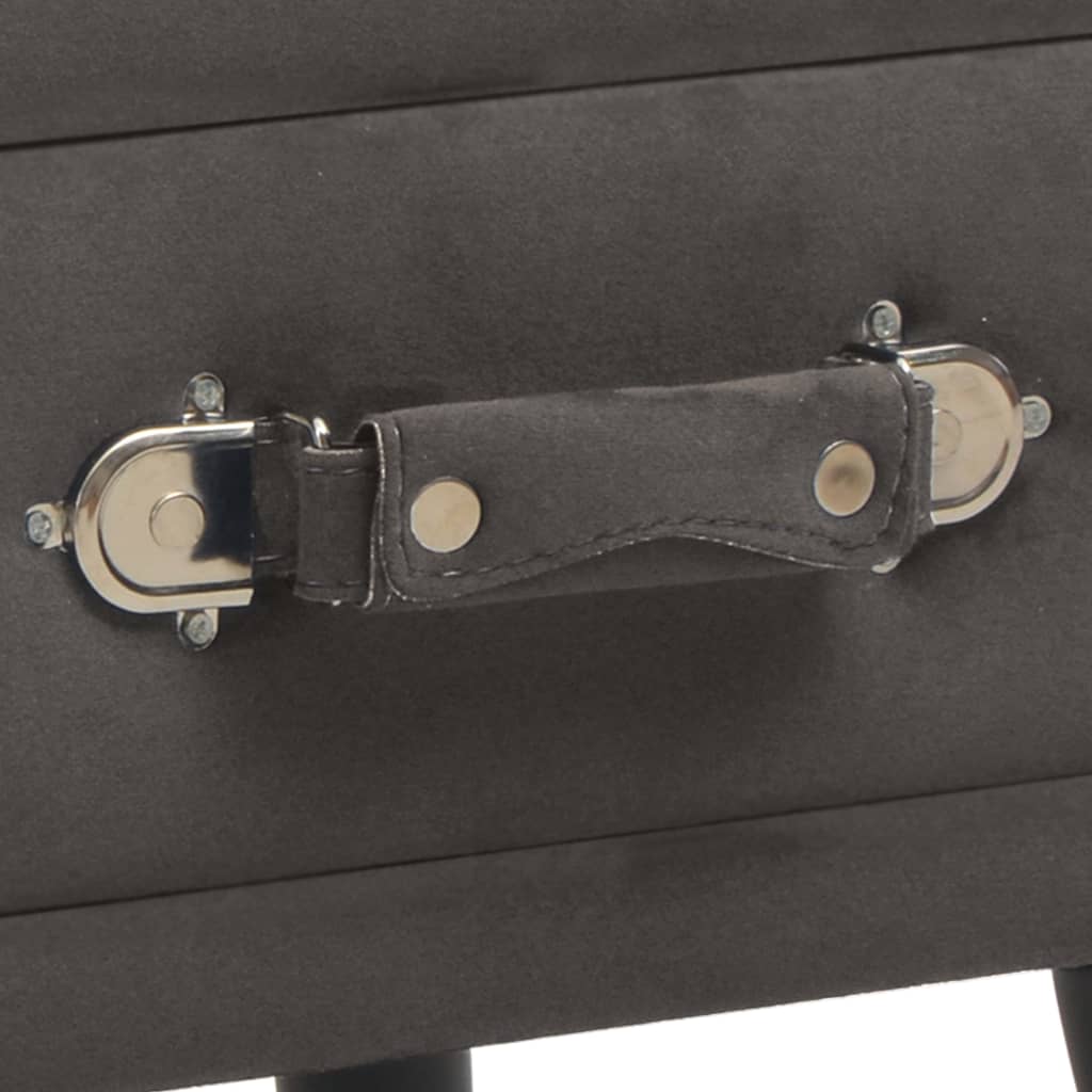 sengebord grå 40 x 35 x 40 cm fløjl