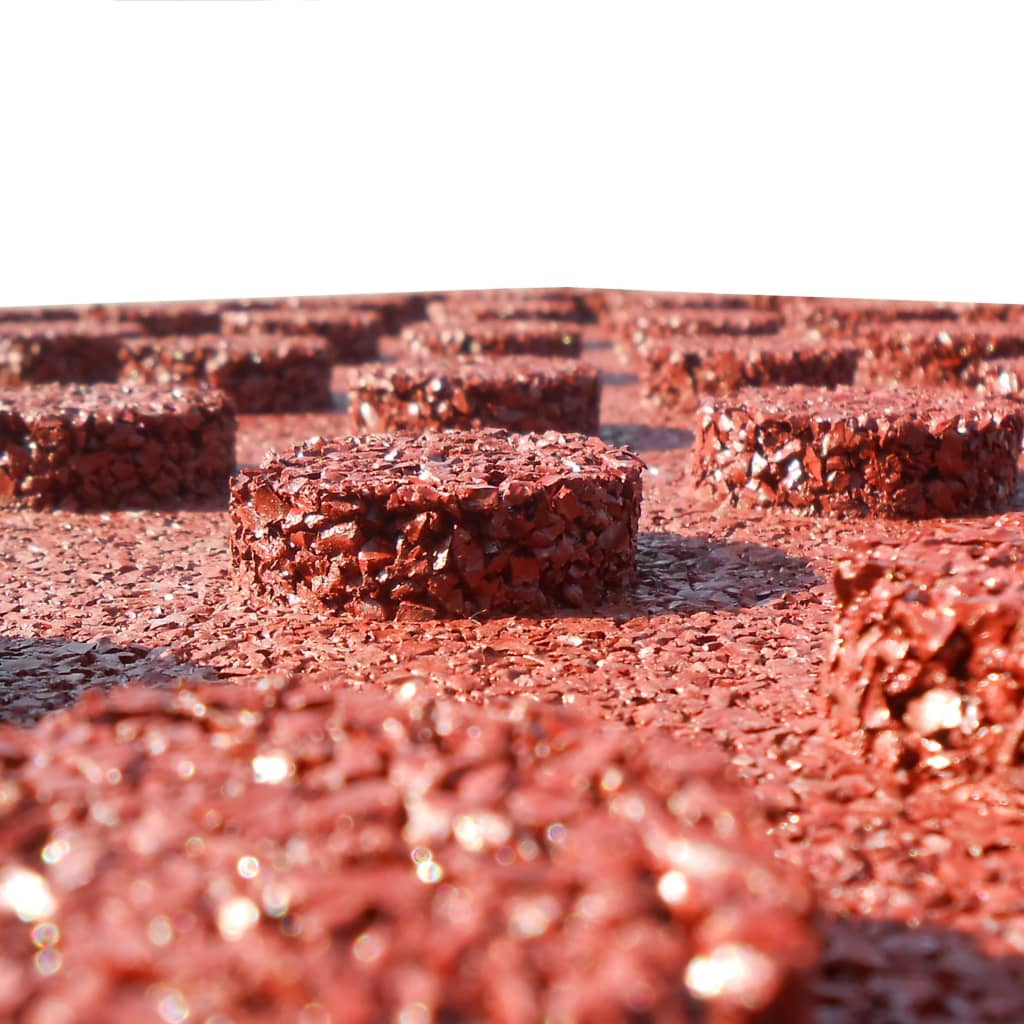 beskyttende faldflise 6 stk. gummi 50 x 50 x 3 cm rød