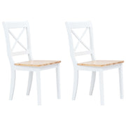 spisebordsstole 2 stk. massivt gummitræ hvid og lyst træ