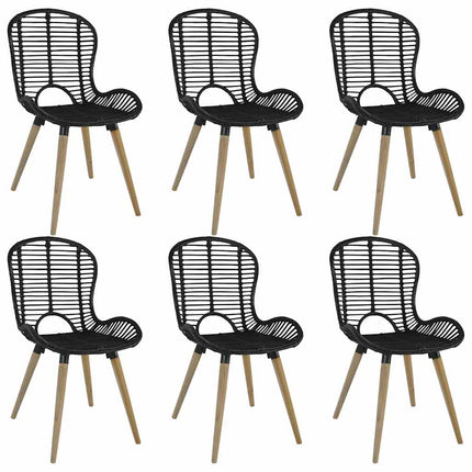 spisebordsstole 6 stk. naturligt rattan sort