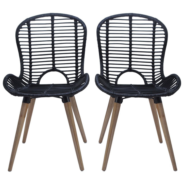 spisebordsstole 6 stk. naturligt rattan sort