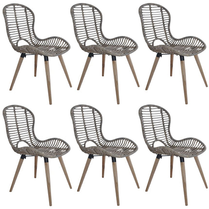spisebordsstole 6 stk. naturligt rattan brun