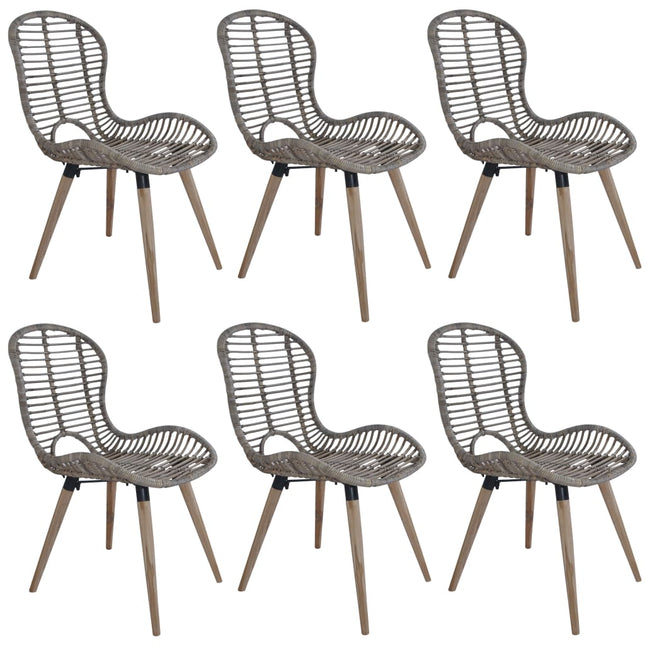spisebordsstole 6 stk. naturligt rattan brun