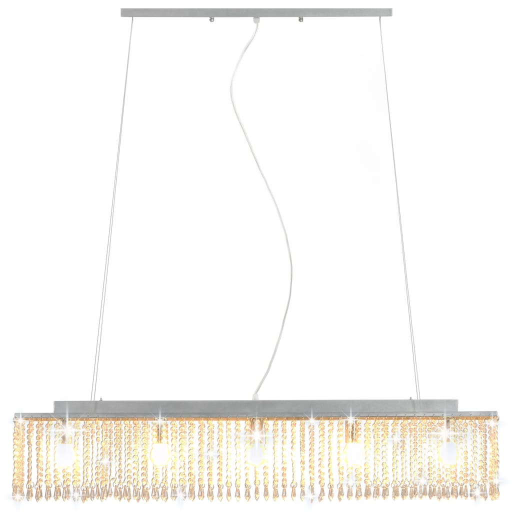 loftslampe med krystalperler 104 cm E14 sølvfarvet