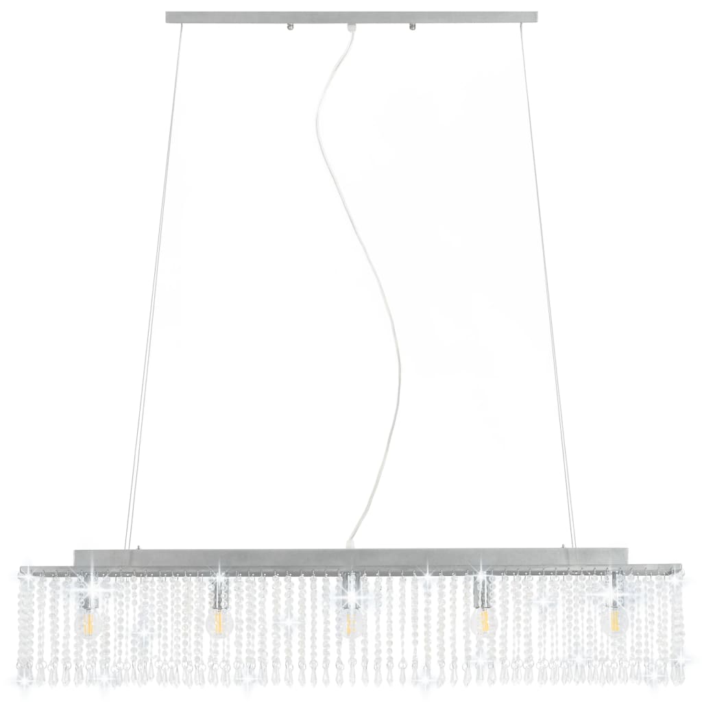 loftslampe med krystalperler 104 cm E14 sølvfarvet
