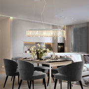 loftslampe med krystalperler 104 cm E14 sølvfarvet