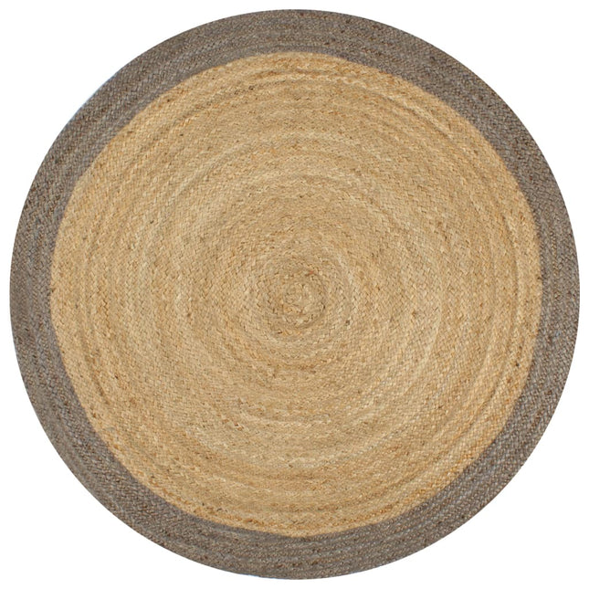 håndlavet tæppe med grå kant jute 90 cm