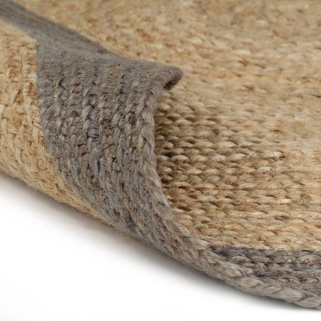 håndlavet tæppe med grå kant jute 90 cm