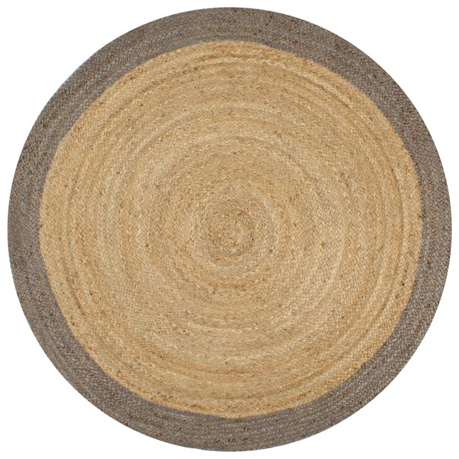 håndlavet tæppe med grå kant jute 120 cm