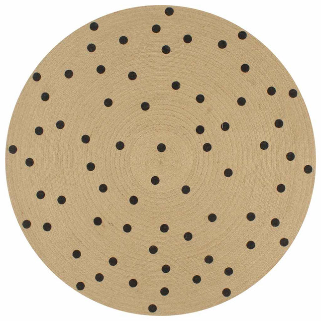 håndlavet tæppe med polkaprikker jute 90 cm