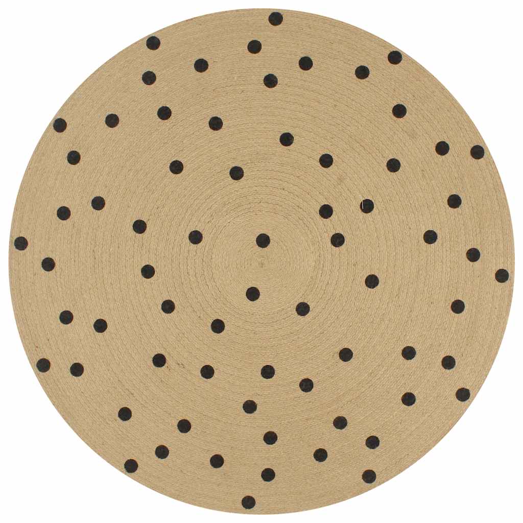 Håndlavet Tæppe Med Polkaprikker Jute 90 Cm - Vidaxl