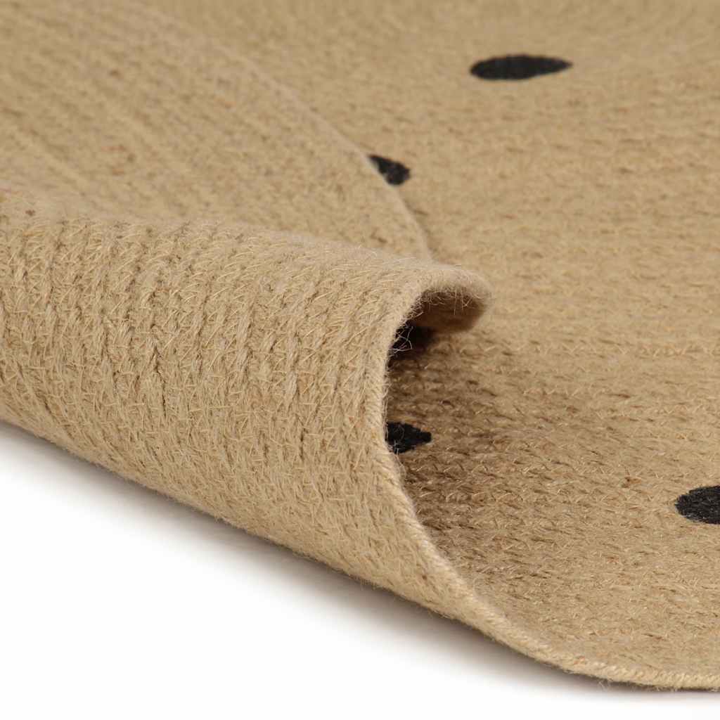 håndlavet tæppe med polkaprikker jute 90 cm