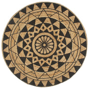håndlavet tæppe med sort print jute 150 cm