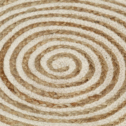 håndlavet jutetæppe med spiraldesign 90 cm hvid