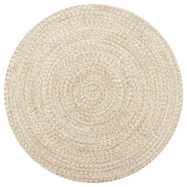 håndlavet tæppe jute 90 cm hvid og naturfarvet
