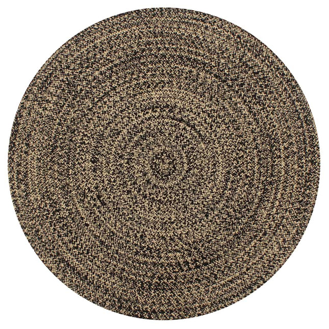 håndlavet tæppe jute 90 cm sort og naturfarvet