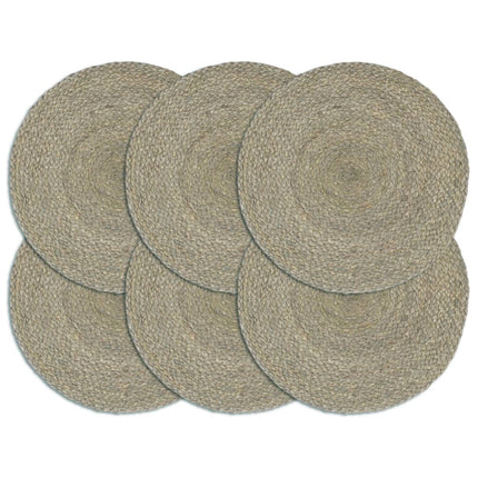 dækkeservietter 6 stk. rund 38 cm jute grå