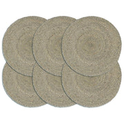 dækkeservietter 6 stk. rund 38 cm jute grå