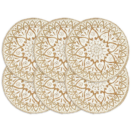 dækkeservietter 6 stk. rund 38 cm jute hvid