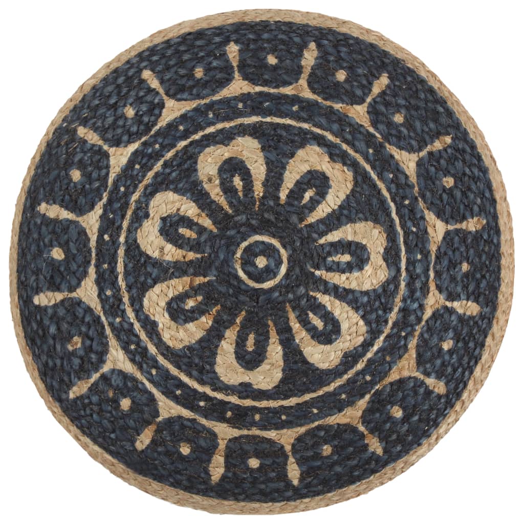 håndlavet puf 45 x 30 cm jute blå