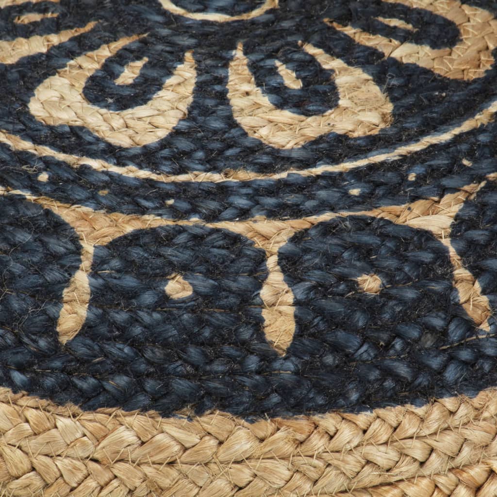 håndlavet puf 45 x 30 cm jute blå