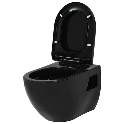 væghængt toilet med skjult cisterne keramik sort