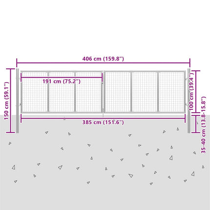 havelåge galvaniseret stål 400x100 cm sølv