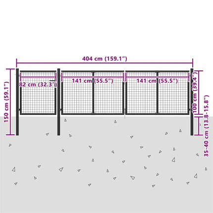 havelåge stål 400x100 cm antracitgrå